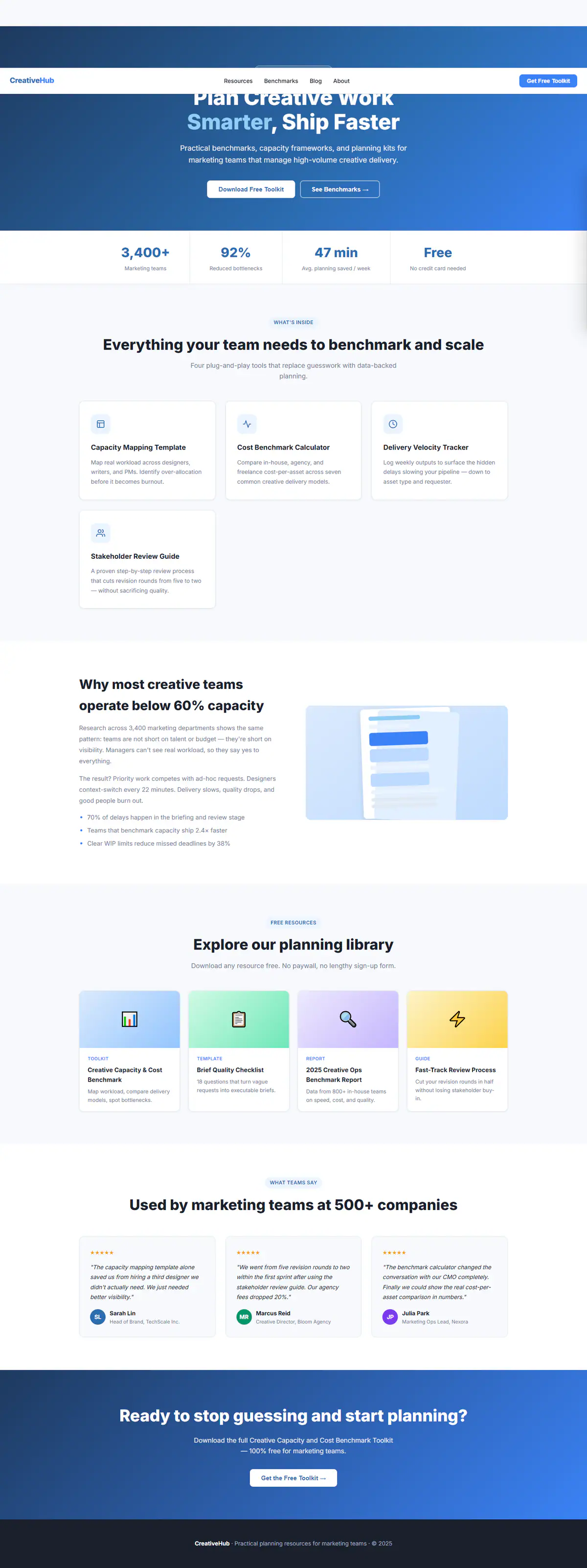 Full-page preview of Creative Capacity Hub