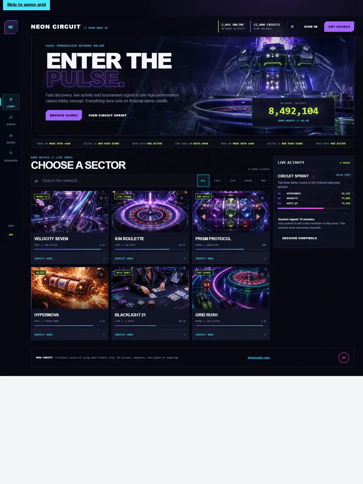 Full-page preview of Neon Circuit