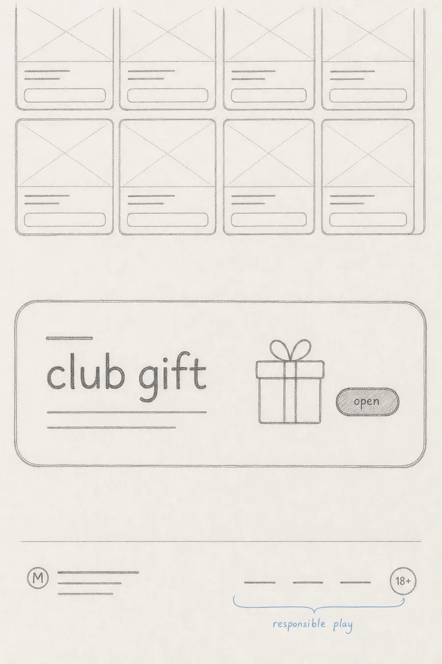 Hand-drawn interface blueprint: Club gift