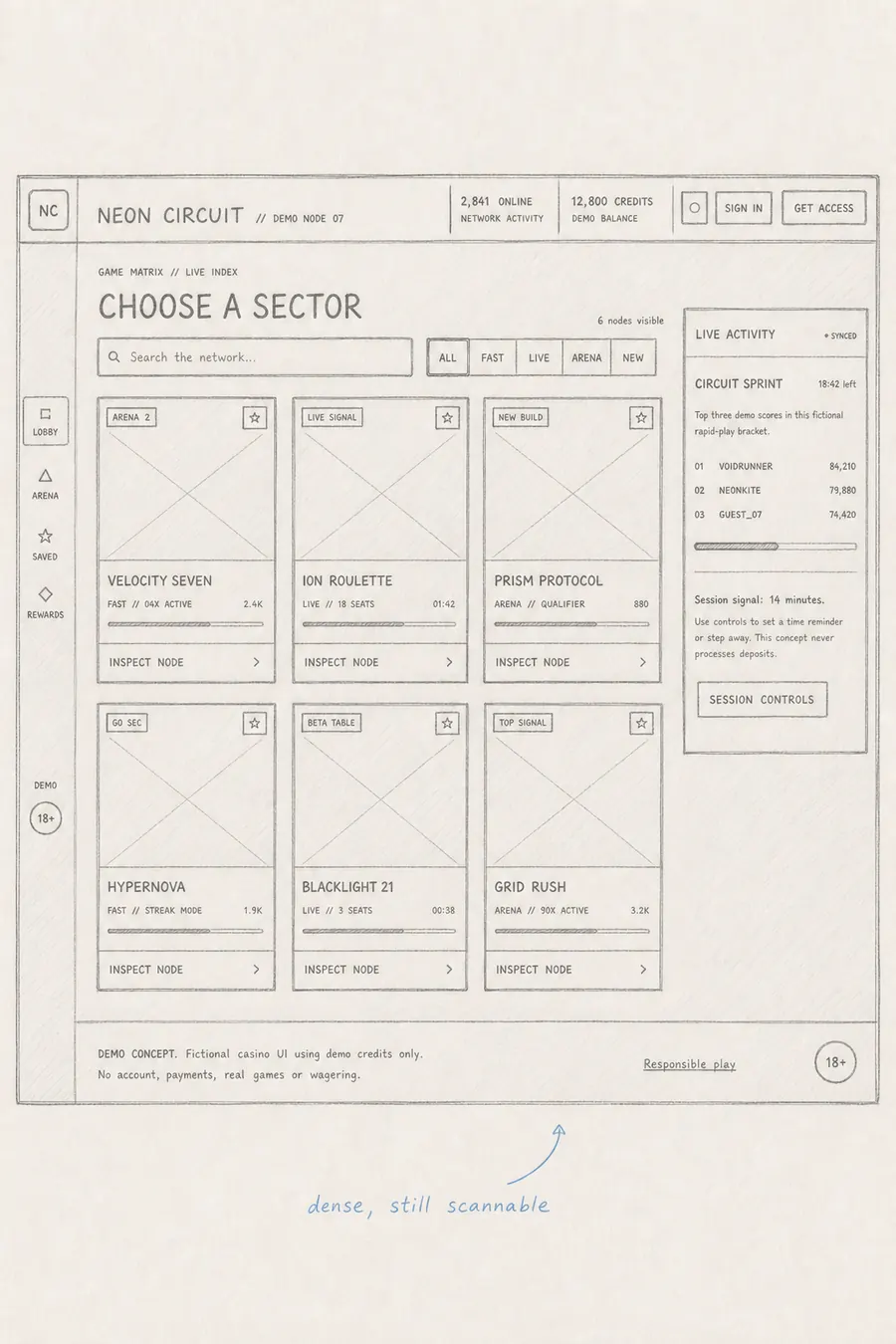 Hand-drawn interface blueprint: Filter