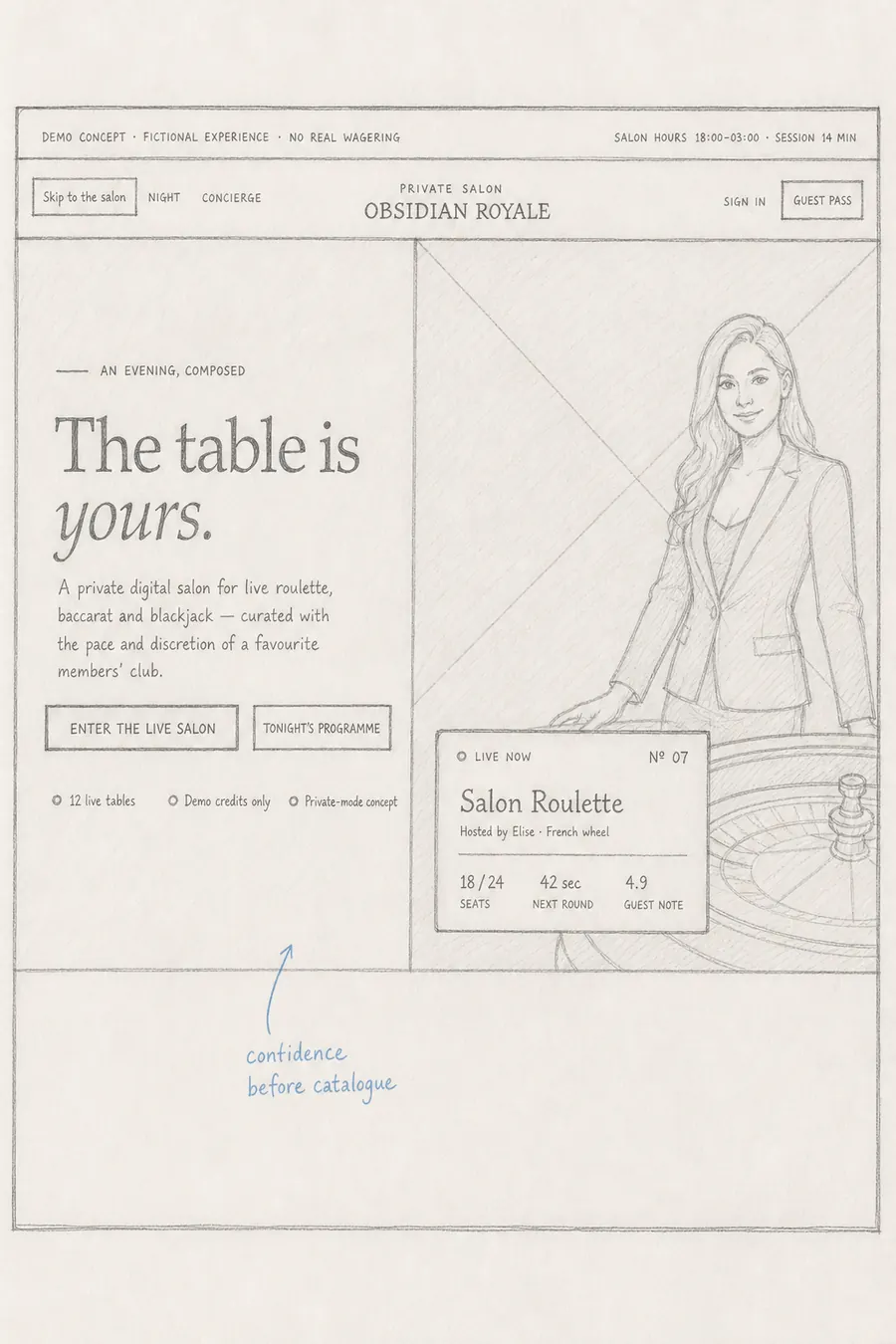 Hand-drawn interface blueprint: Invite